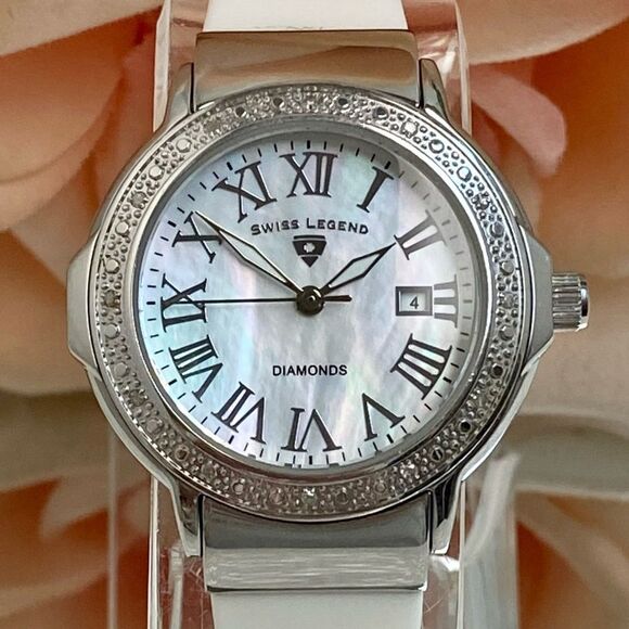 Swiss Legend South Beach Diamond Accented Bezel Stainless Steel Watch MOP Dial - Picture 4 of 15